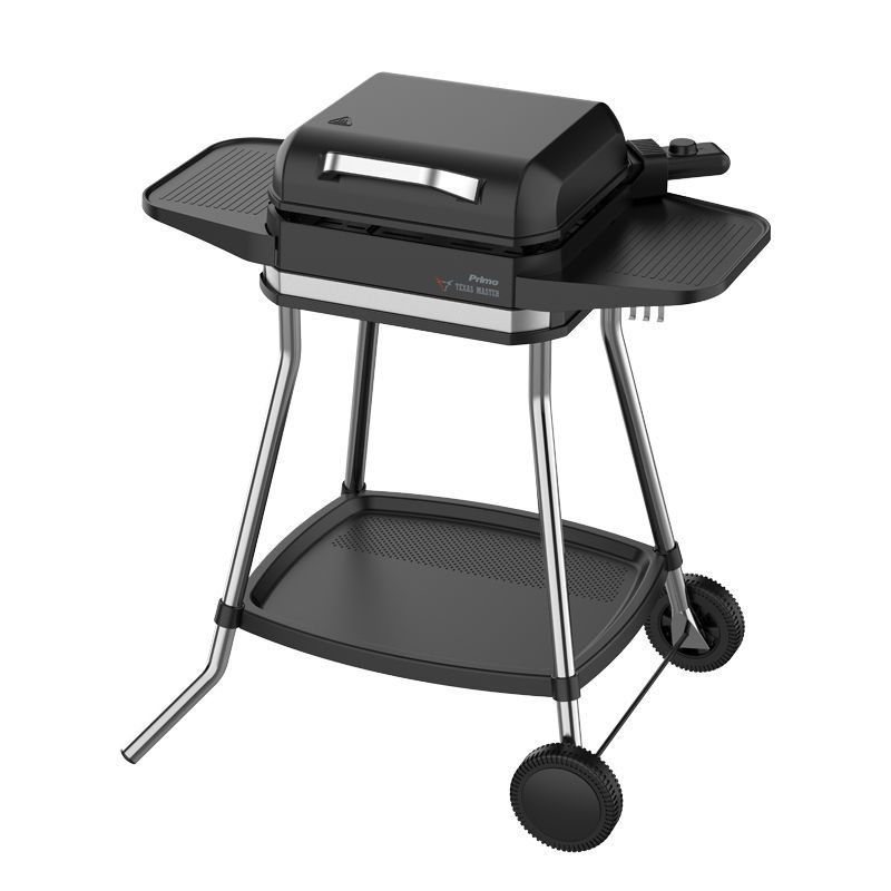 Primo PRBQ-40499 Μπάρμπεκιου  με σταντ, με πλαϊνά ράφια & καπάκι 41.8X37.3εκ. 3050W Μαύρο/Inox 